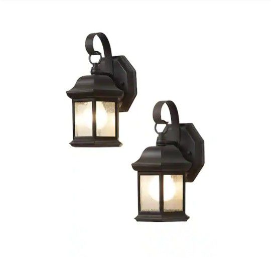 Hampton Bay

10.5 in. 1-Light Bronze Outdoor Wall Light Fixture with Seeded Glass (2-Pack)


