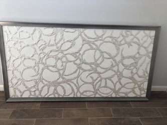 72x36, Abstract Framed Art, Painting In Silver, Wall Decor