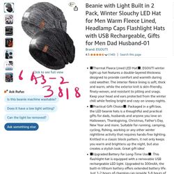 Beanie with Light Built in 2 Pack, Winter Slouchy LED Hat for Men Warm Fleece Lined, Headlamp Caps Flashlight Hats with USB Rechargeable Gifts for Men