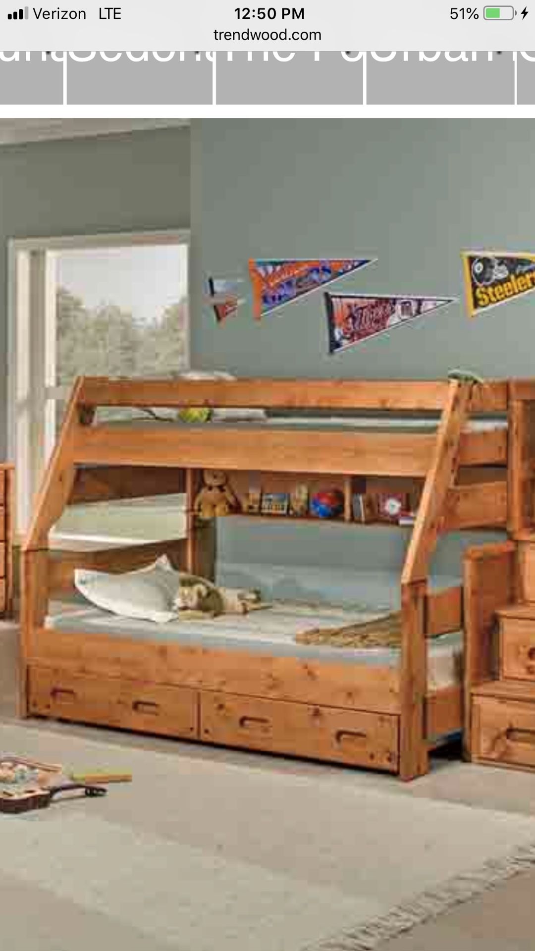 Wood bunk bed. Made in America.