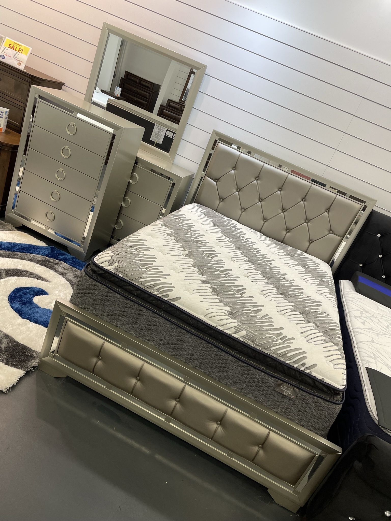 Holiday sale. Beautiful Jasmine #MIN bedroom set starting at $699. Easy finance option. Same day delivery.