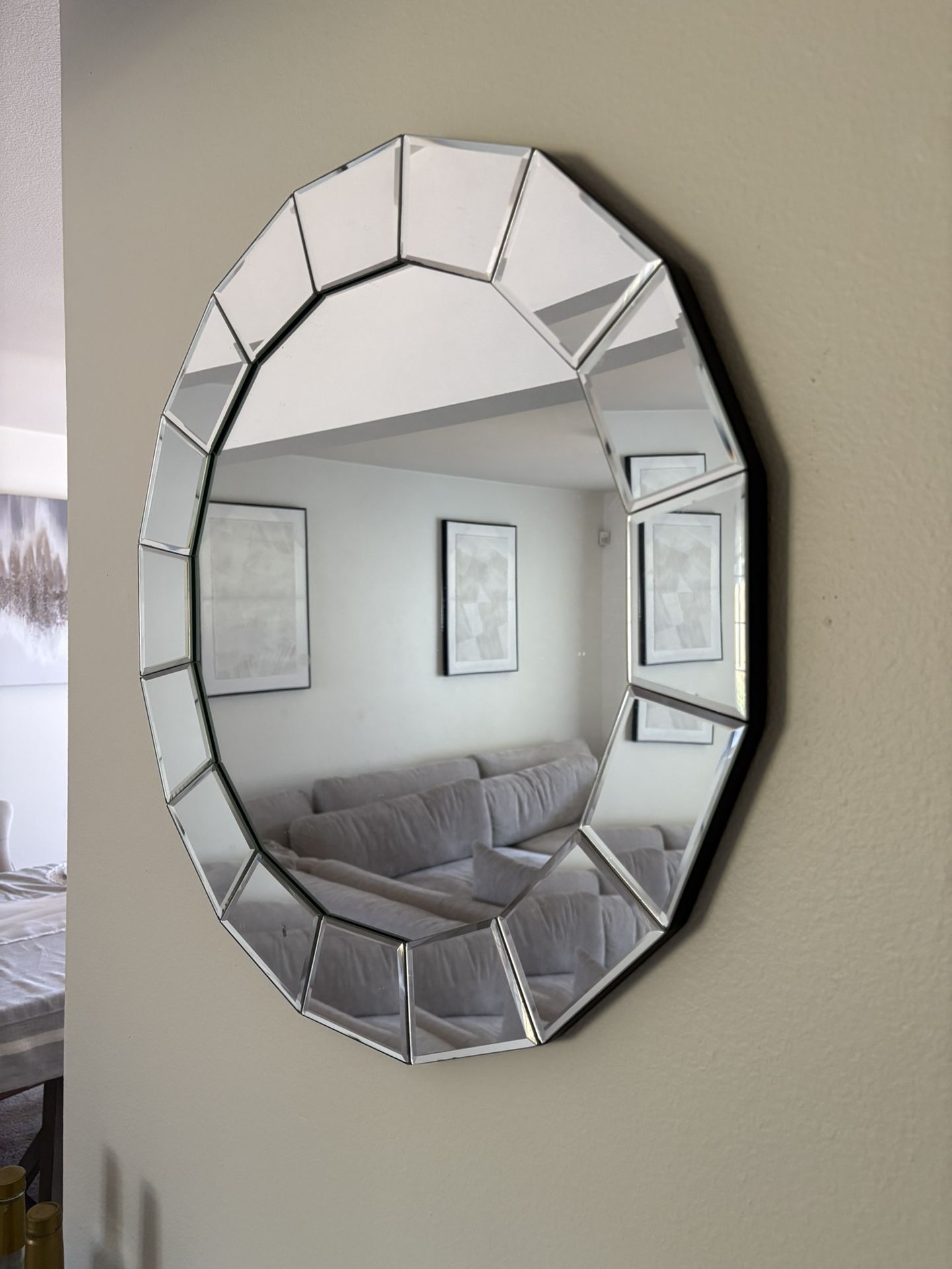 White Distressed Vintage Spider Mirror