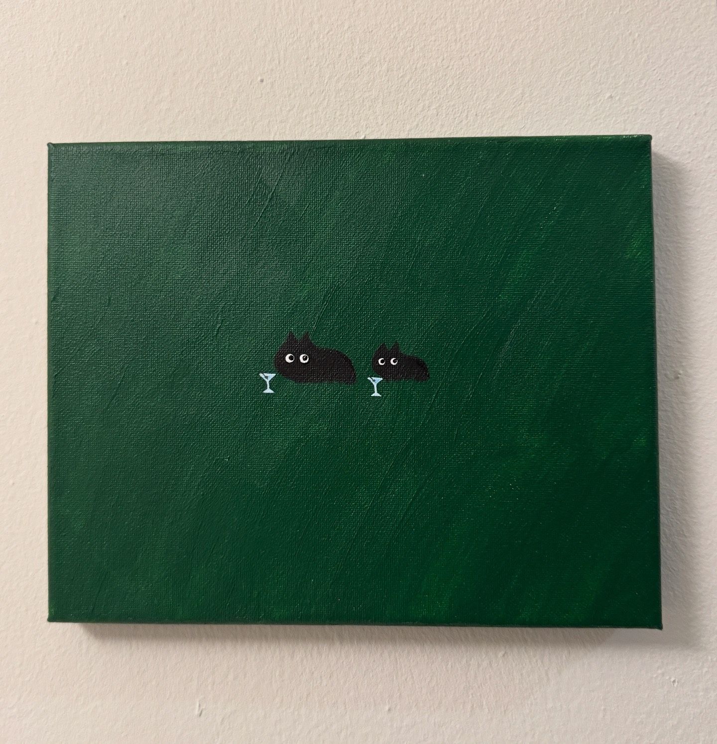 Cats (with martinis) in grass (painting)
