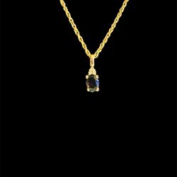 Vintage Garnet cz pendant & Necklace Gold Tone 18”