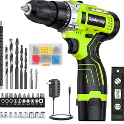 Brandnew  Cordless Power Drill Set: 12V Electric Drill with Battery and Charger, 65pcs Acessories, 3/8"Keyless Chuck, 2 Variable Speed, 24+1 Position,