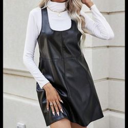 Faux Leather Dress Overall New
