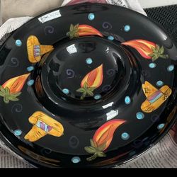 Mex Platter chip & dip 15” X 15” & Pitcher, ltl’ plates