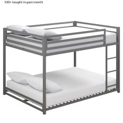 DHP, Low Metal Bunk Bed, Silver, Full over Full