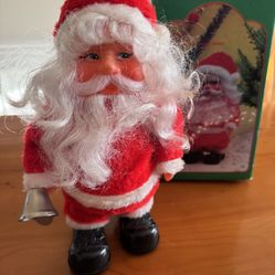 Vintage Walking Santa Claus Musical Toy 3 Songs Bell 1970s Taiwan Rare ORIGINAL BOX