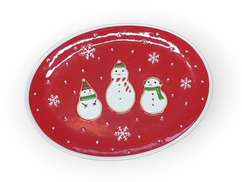 Hallmark Snowman Christmas Serving Platter Tray 