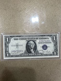 $1 old bill blue seal silver certificate series 1935 no motto