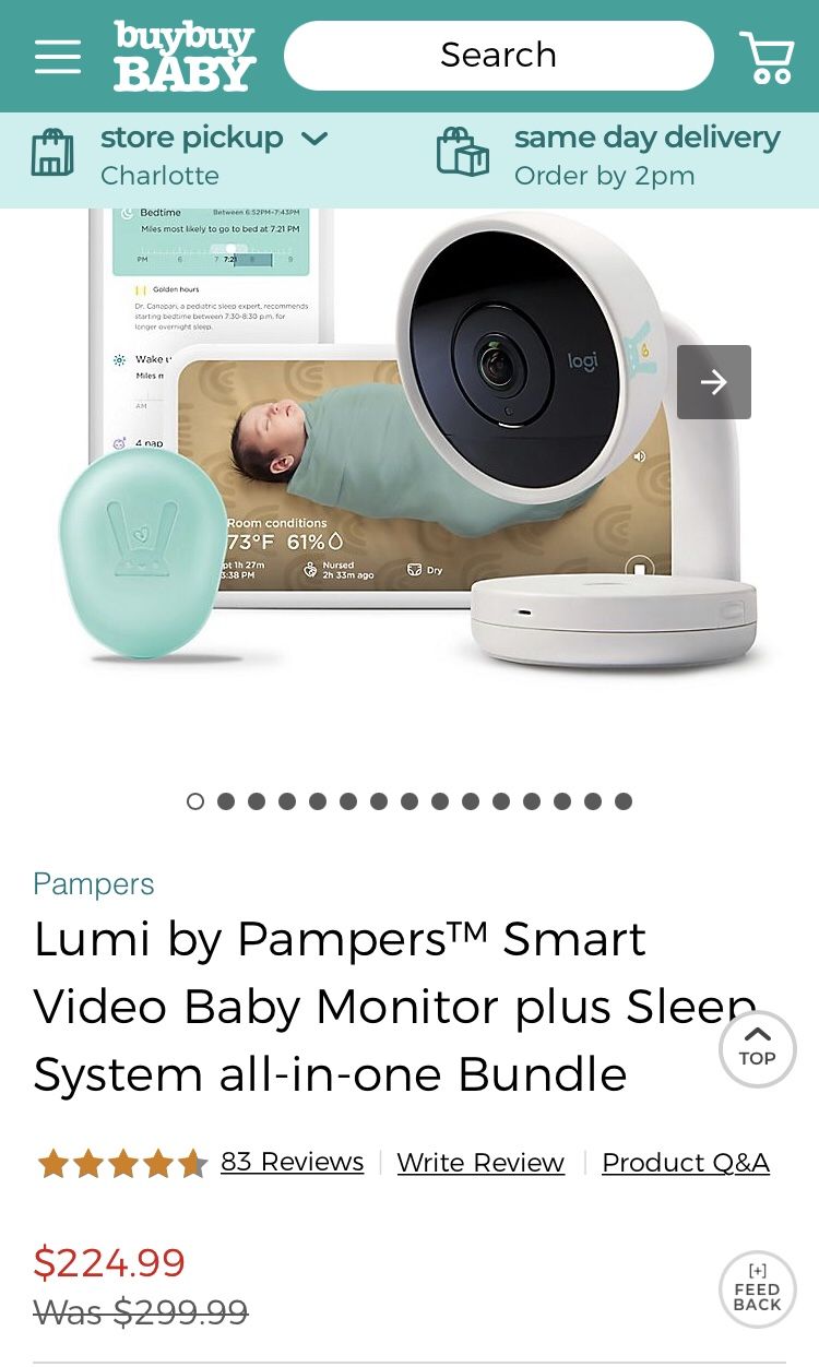 Lumi by Pampers Smart Video Baby Monitor Plus Sleep System All-in-One Bundle