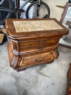 Michael Amini Tuscano nightstand w/ Marble Inlay