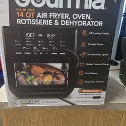 Gourmia All-in-One 14-Quart Air Fryer, Oven, Rotisserie, Dehydrator with Temperature Probe, Stainless Steel