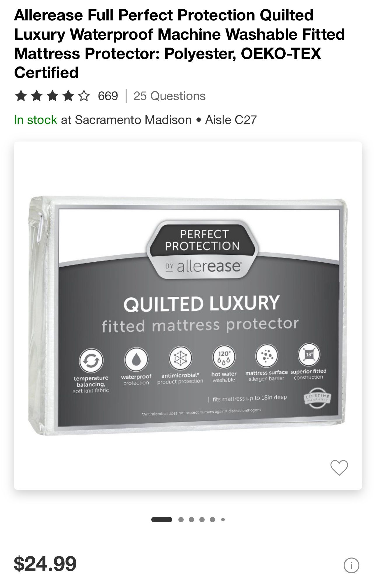 Allerease Full Perfect Fitted Mattress Protector