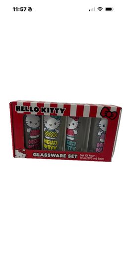 Hello Kitty Glassware SET OF 4 10oz Glasses