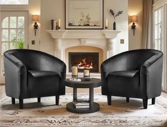 Set of two black velvet accent chairs