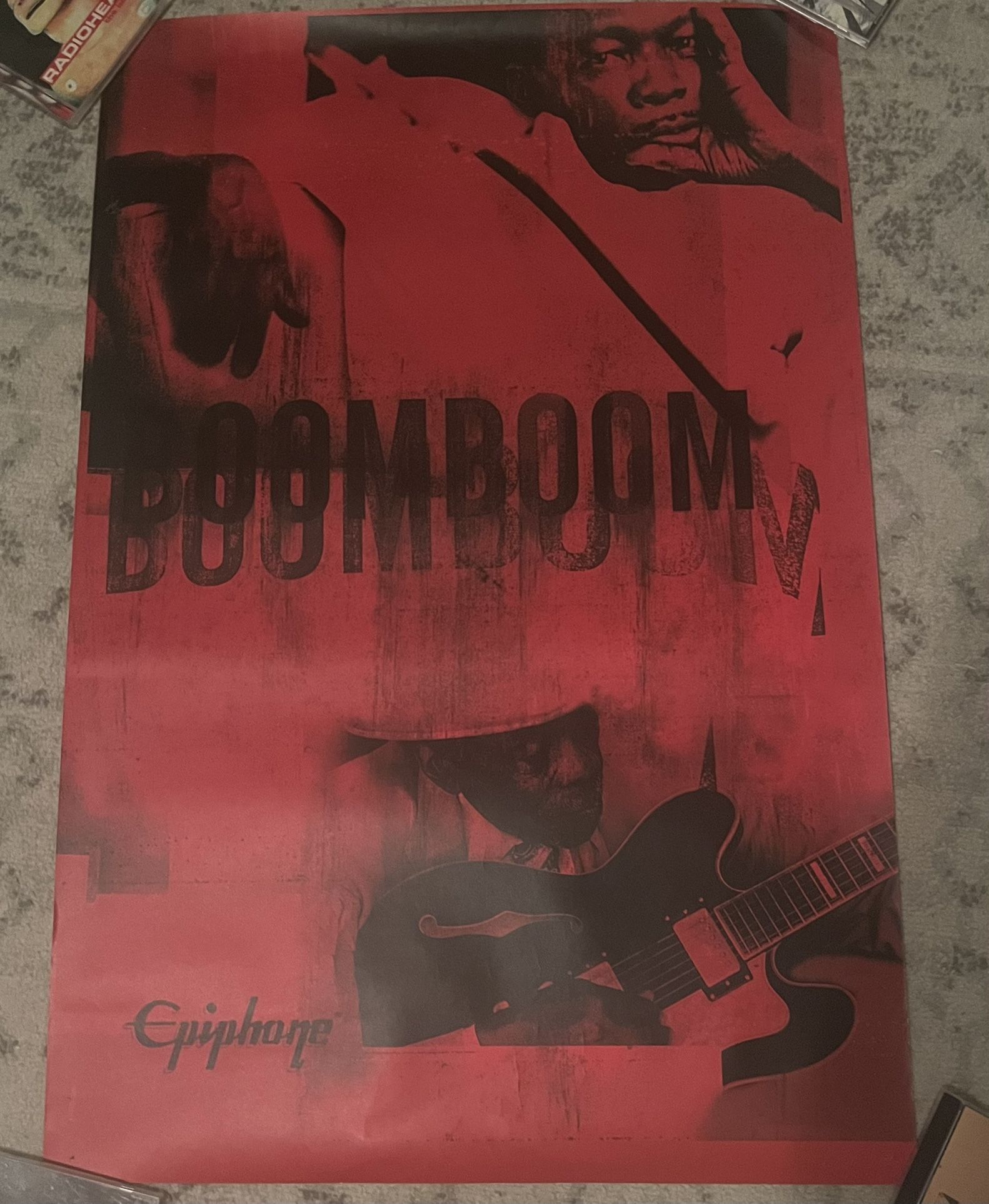 Vintage John Lee Hooker Gibson Epiphone Sheraton Guitar Poster Boom Boom 24 x 36