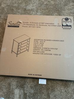Sorelle Palisades 4-Drawer Chest in White