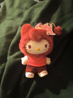 Miniso Hello Kitty maroon plush keychain