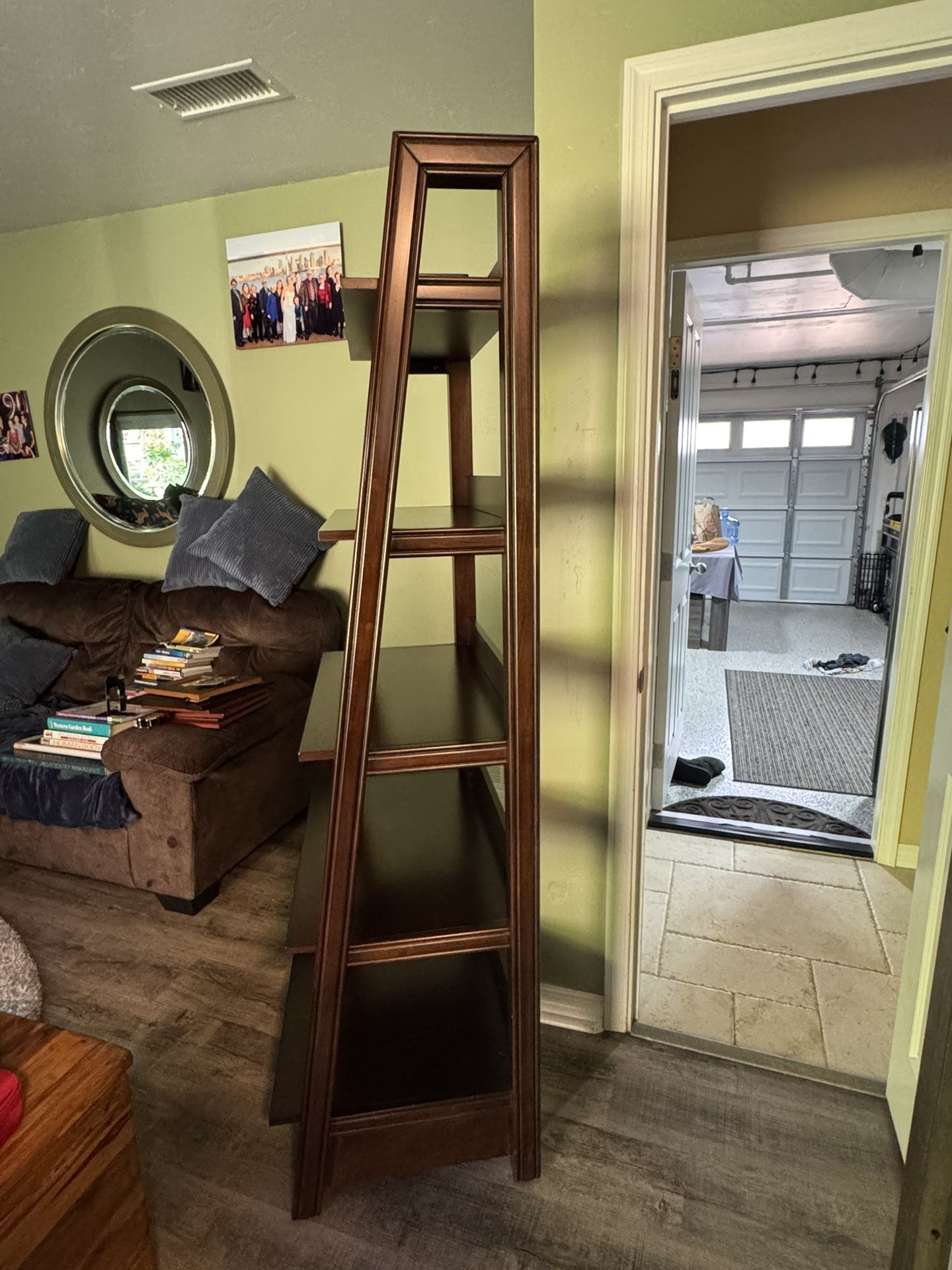 Costco 21 inch Cherry Wood 5-shelf Ladder Bookcase with Drawer