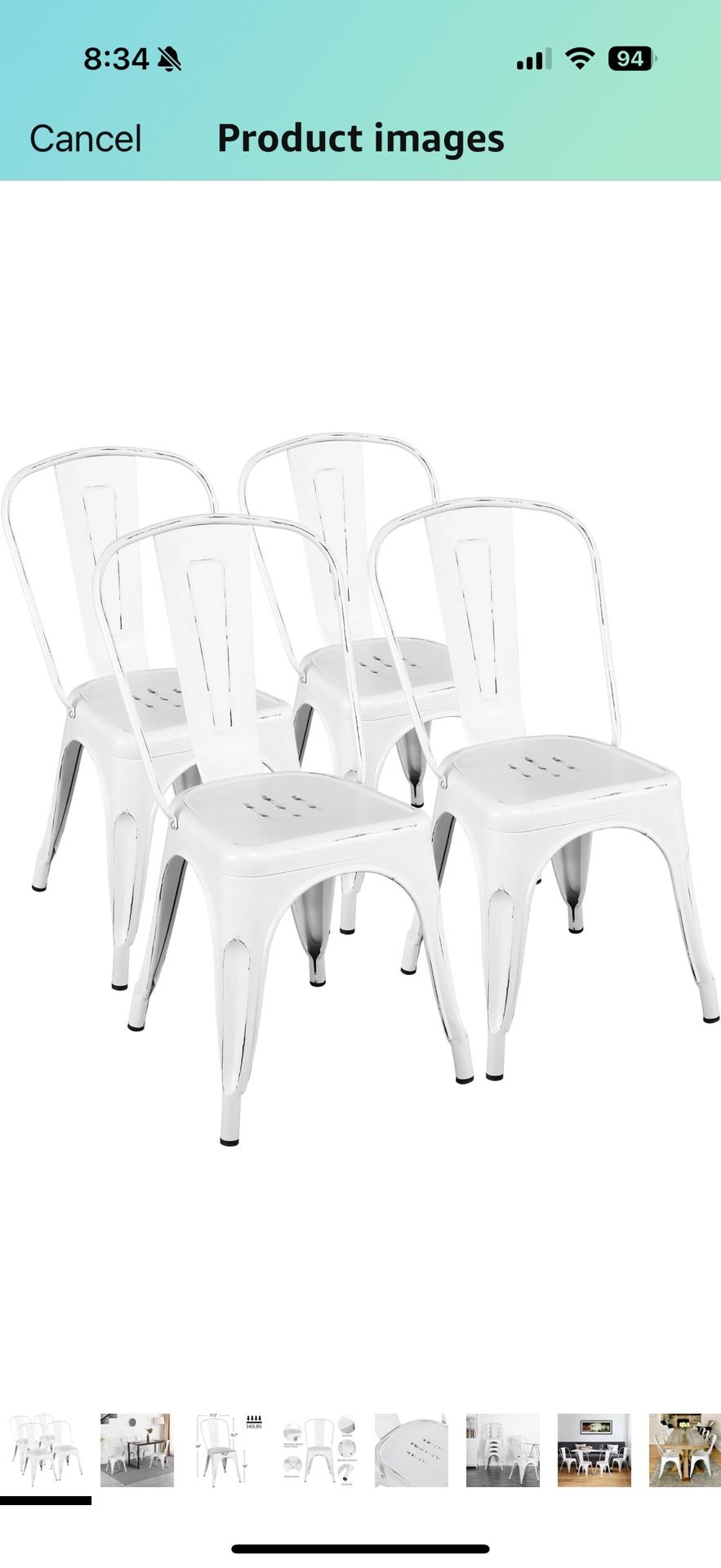 Metal Kitchen Dining Chairs Indoor-Outdoor Distressed Style Stackable set of 4