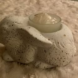 Ceramic Bunny Candle Holder With Candle 