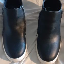 Time And True Black Faux Leather Sneakers