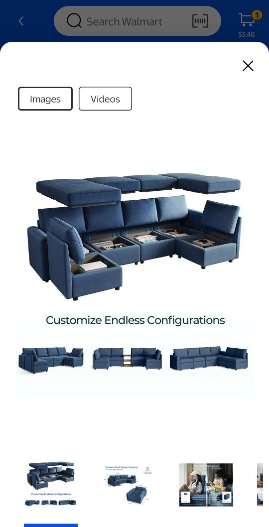 6 Seater Sofa Blue