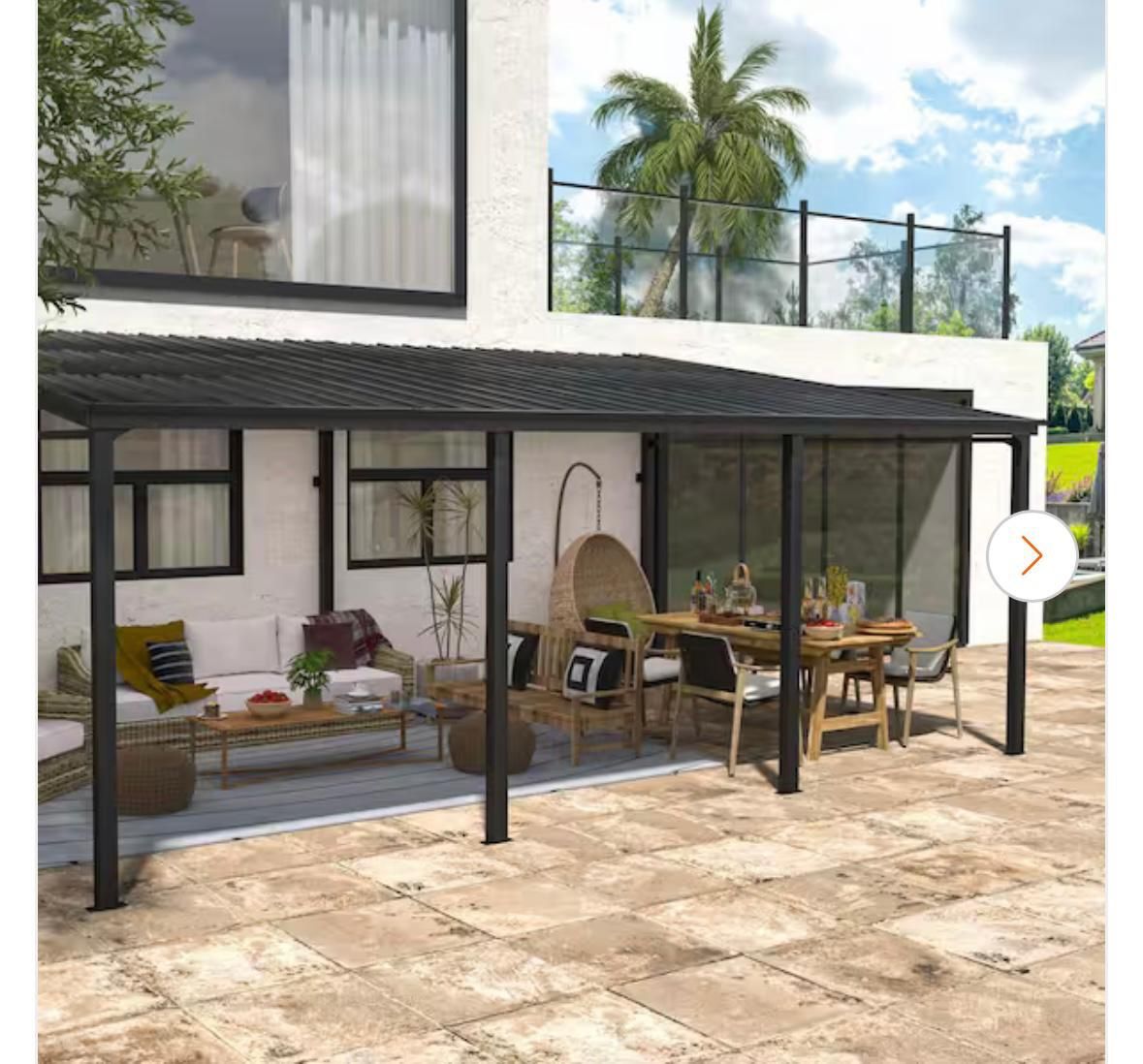 New 12 ft. x 20 ft. Aluminum Patio Covers with Metal Roof Wall-Mount Gazebo Pergola