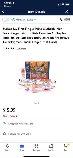Mobee My First Finger Paint Washable Non-Toxic Fingerpaint for Kids Creative Art Toy for Toddlers, Art Supplies and Classroom Projects, 6 Color Pigme