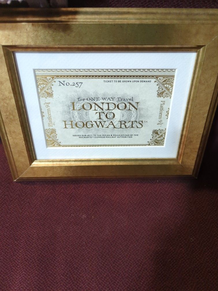 Harry Potter London to Hogwarts Ticket Framed