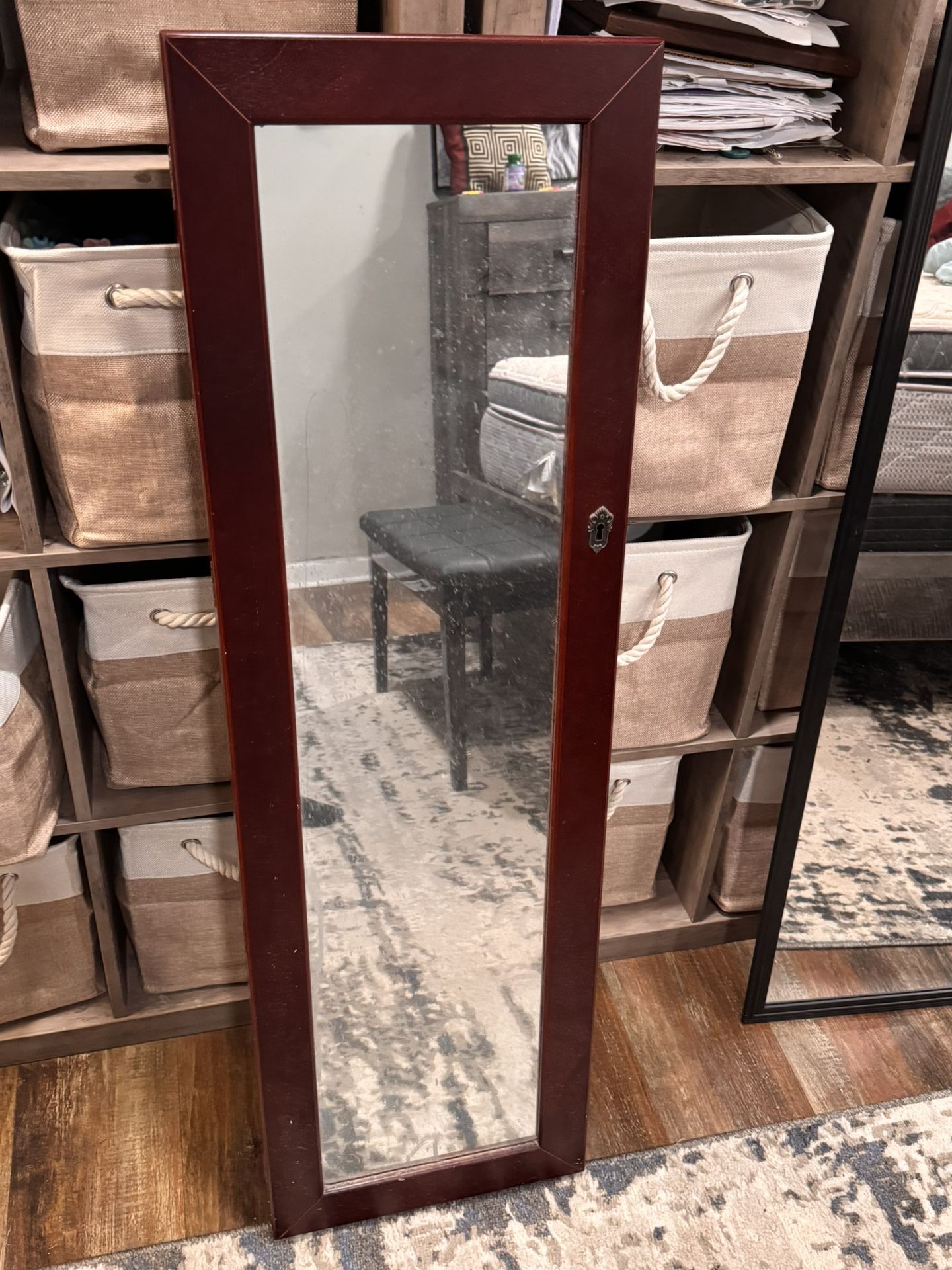 Mirror with storage for jewelry $20