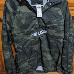 HOLLISTER Men's XS New Windbreaker Jacket Hoodie  With Tags Camo Pattern 