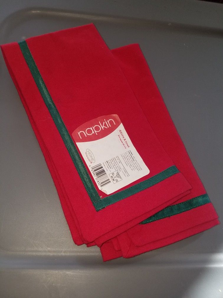 2 New Holiday Cloth Napkins