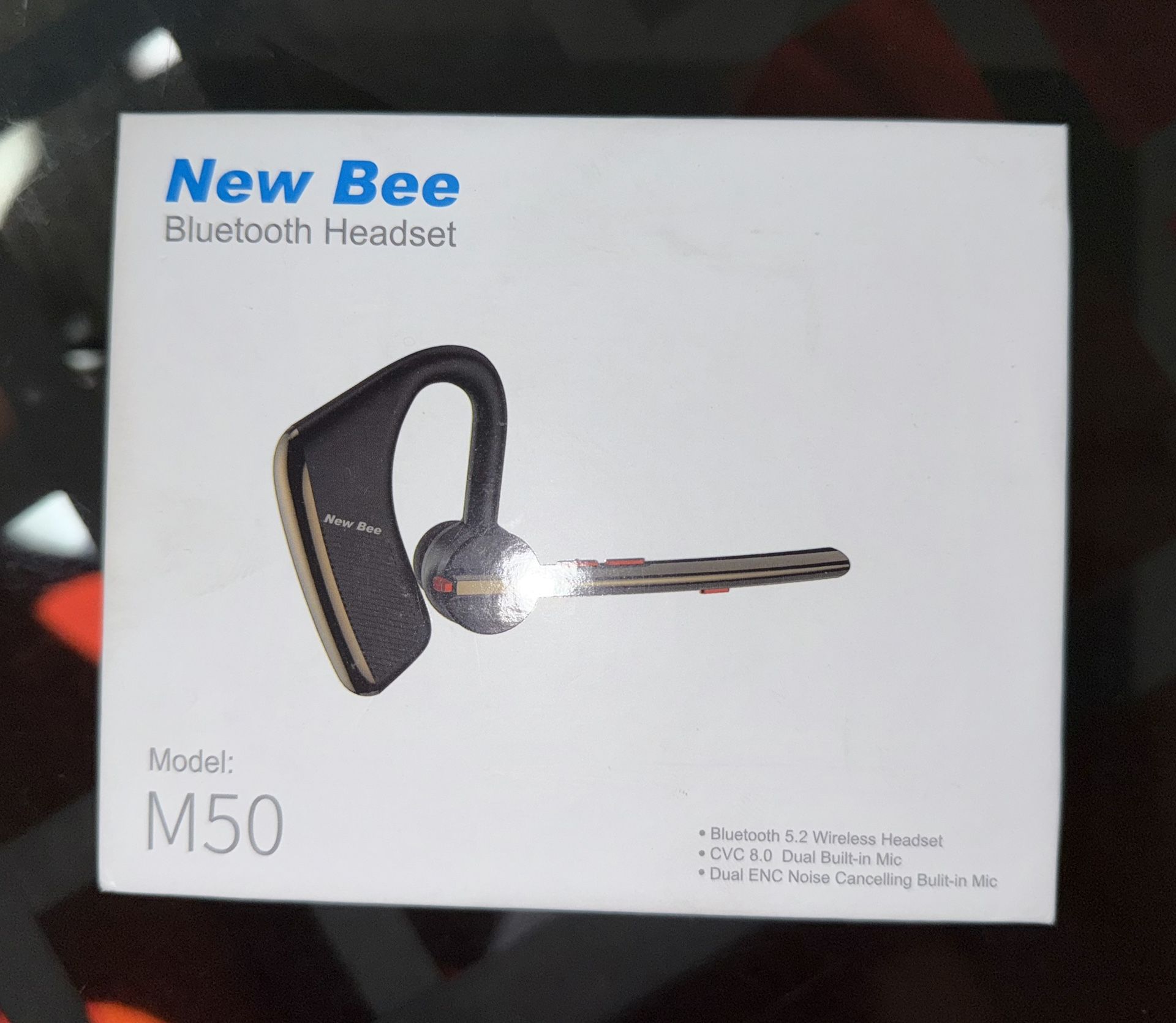 New Bee M50 Bluetooth Headset Wireless Earpiece 24Hrs Talking 1440 Hrs Standby Noise-Canceling Mic Earphone