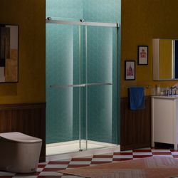 SURFK-6080-BN WOODBRIDGE Frameless Double Sliding Shower Door, 56-60" Width x 80"Height with 5/16"(8mm) Clear Tempered Glass in Brushed Nickel Finish