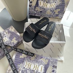 Dior hollow flat slippers spring leather size 6.5