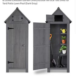 $100, Outdoor Storage Shed,70" Fir Wood Garden Shed with Single Door & Lockers, Wooden Garden Shed, Outside Vertical Tool Shed for Yard Patio Lawn Poo