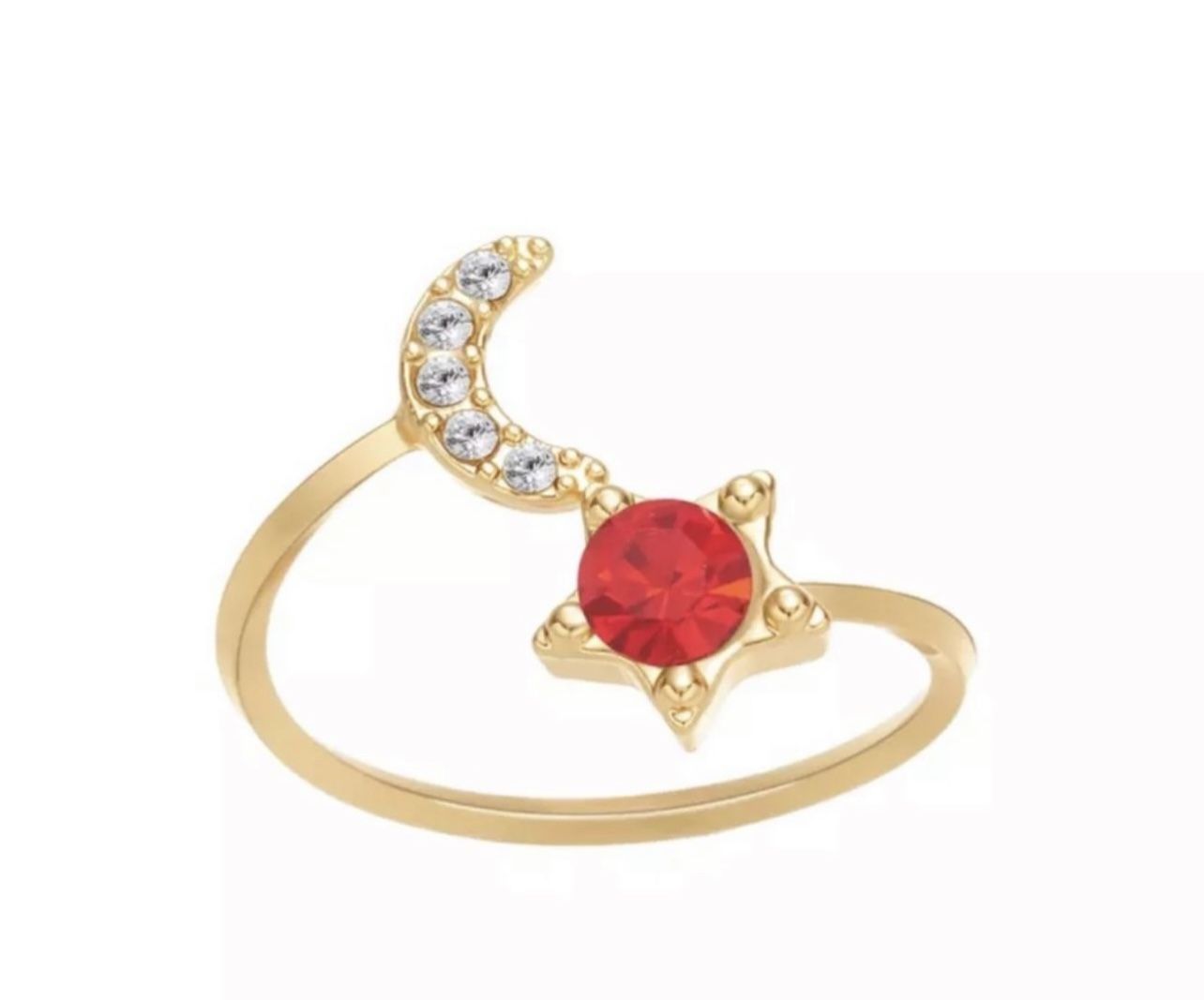 New Women’s Unisex Red moon star ring One Size