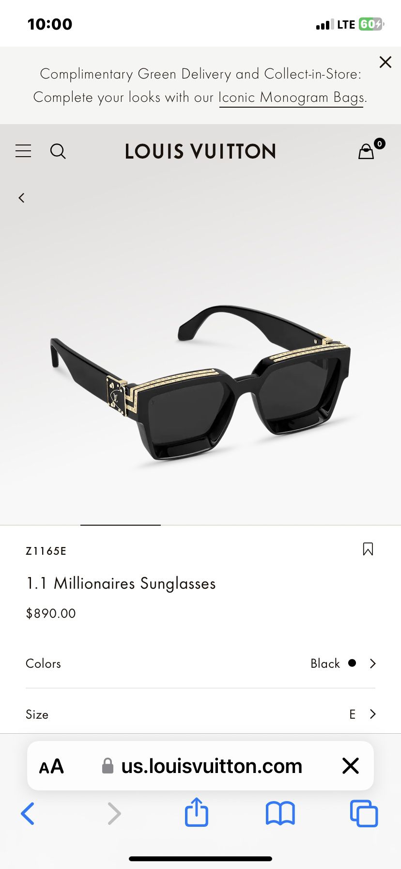 Louis Vuitton 1.1 millionaire monogram sunglasses white collection
