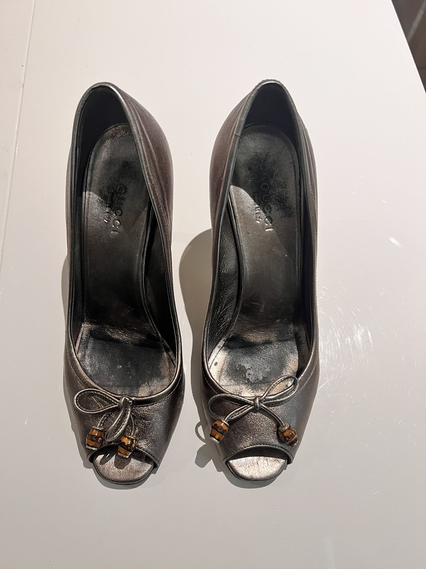 Gucci Bamboo Metallic Dark Silver Shoes