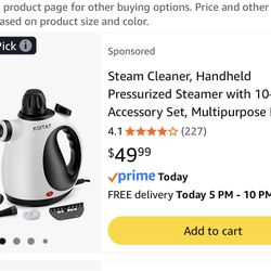 Steam Cleaner, Handheld Pressurized Steamer with 10-Piece Accessory Set