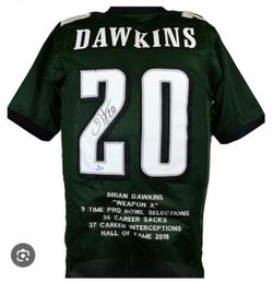 Brian Dawkins Signed Eagles Jersey w/ Stats