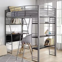 Metal IKEA Bed With Desk