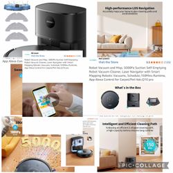 Airzeen Robot Vacuum and Mop, 5000Pa Suction Self-Emptying Brand new