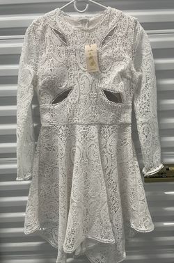 New JardinVue White Lace Dress With Cutouts Ladies Size M