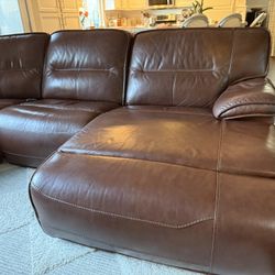  Brown Leather Recliner Sectional
