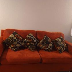 Red Sofa And Pillows Matching. Loveseat If Needed