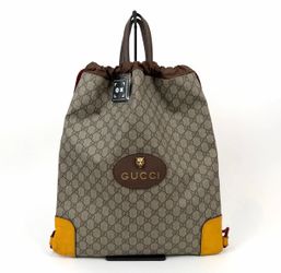 Pre-owned Great Condition - Gucci Neo Vintage GG Supreme Drawstring Backpack 14
